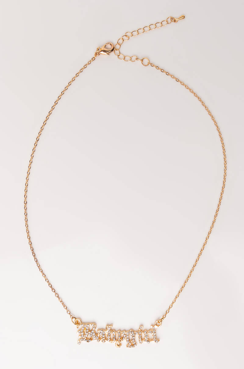 BABYGIRL PAVE NAME PLATE NECKLACE