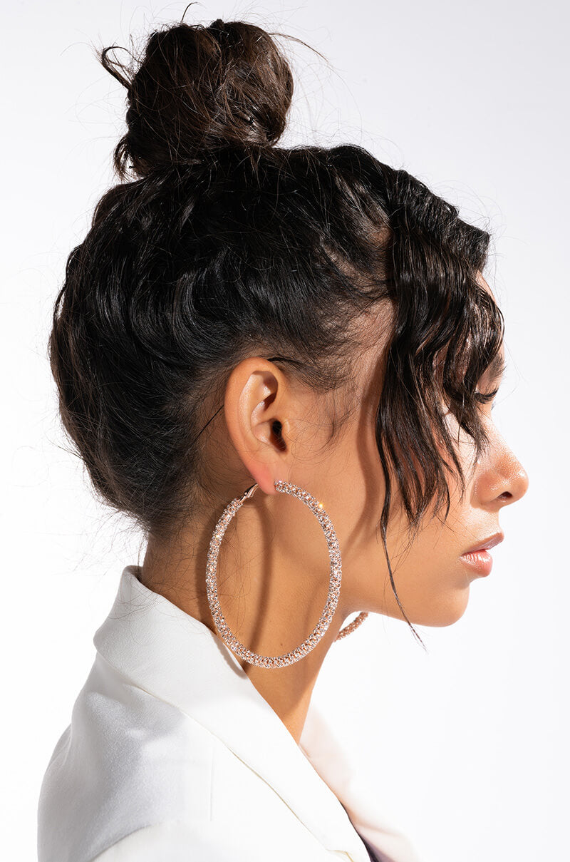 CLUSTERS ROSE GOLD 80MM RHINESTONE HOOPS