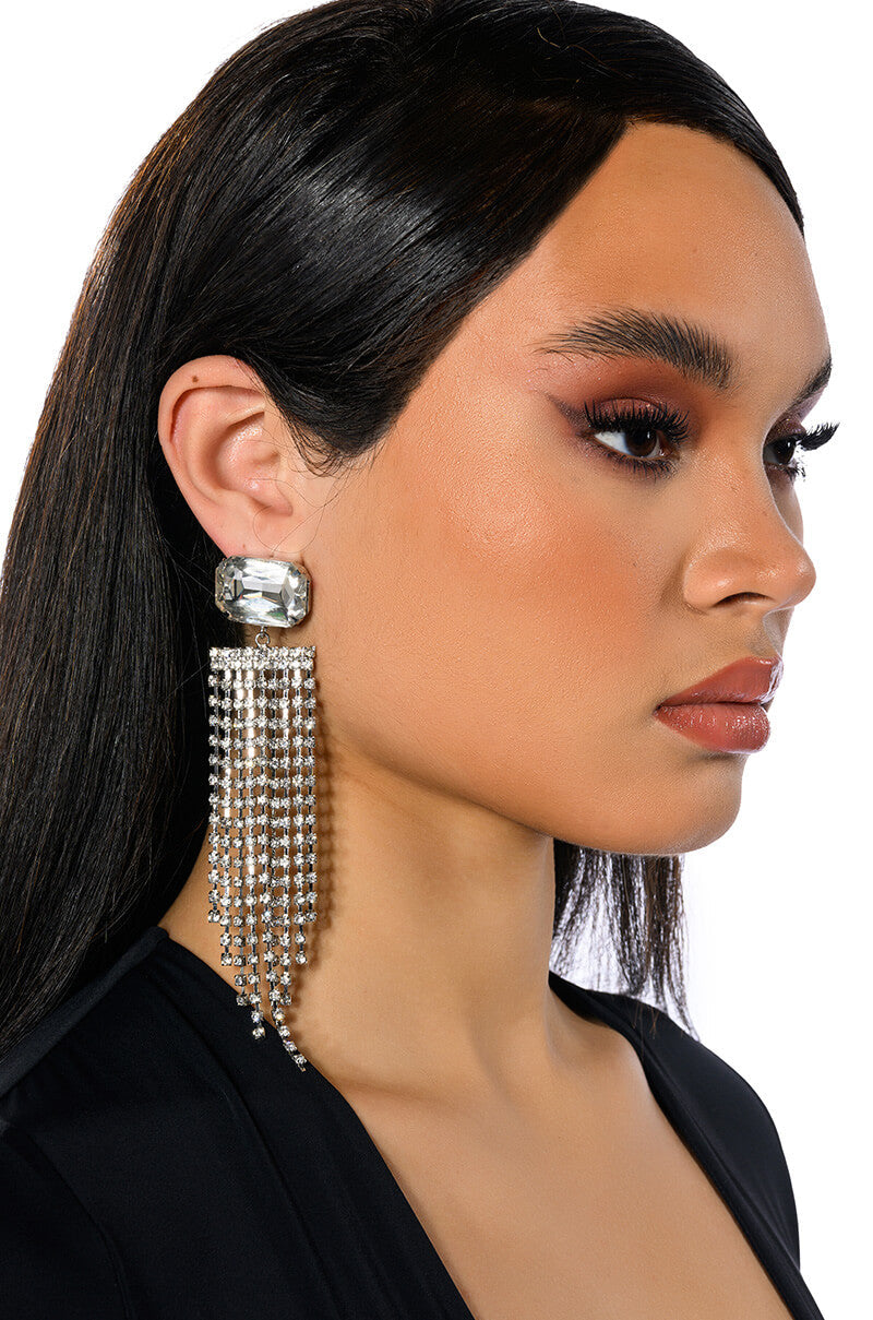 FALLING WATERS EMBELLISHED CHANDELIER EARRINGS