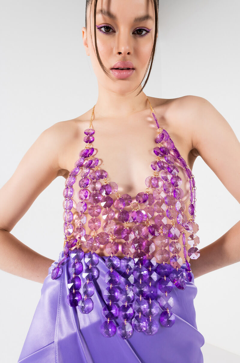 FANTASY DRIP PURPLE VIXEN BRA BODY CHAIN