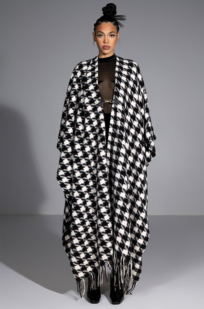 HOUNDSTOOTH AURETA PONCHO