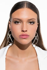 JAY RHINESTONE CROSS HOOP EARRINGS