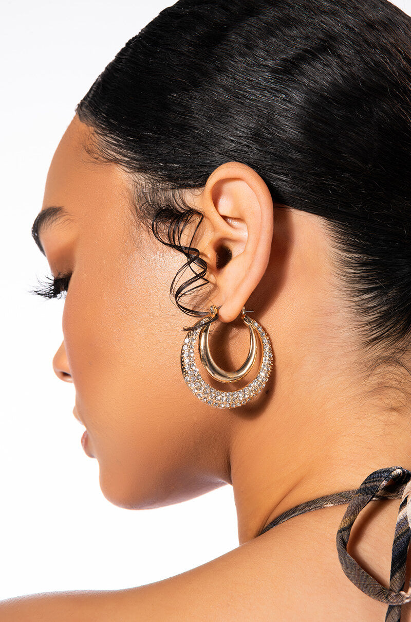 KEEP IT UP RHINESTONE HOOP EARRINGS