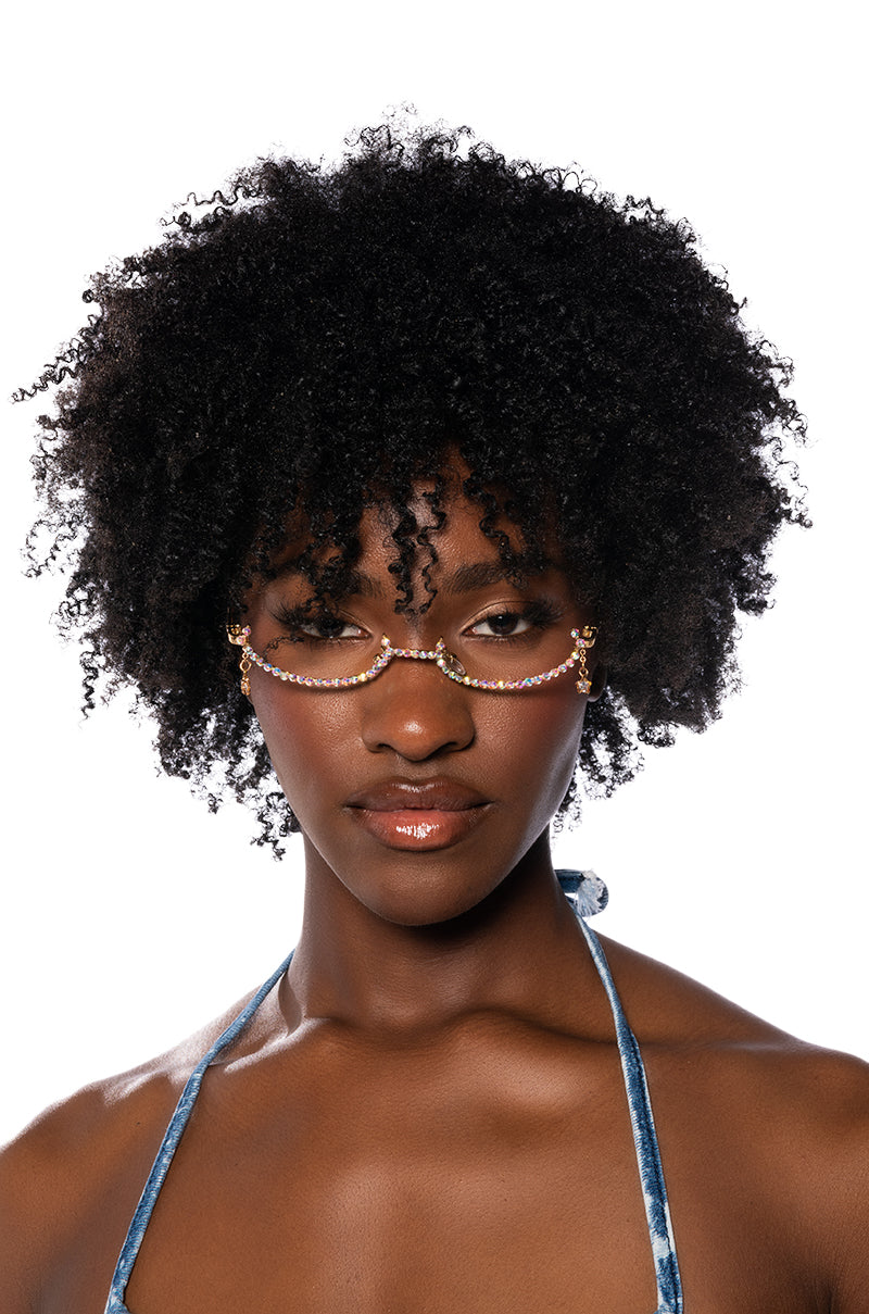 LISTEN CLOSELY EMBELLISHED EYEWEAR IN GOLD