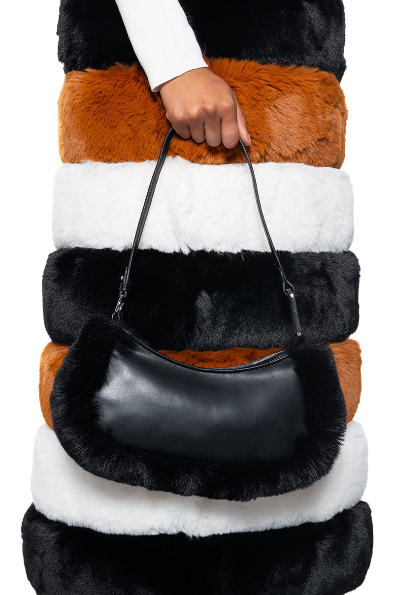 LOVE YOU LONG TIME FUR TRIM PURSE