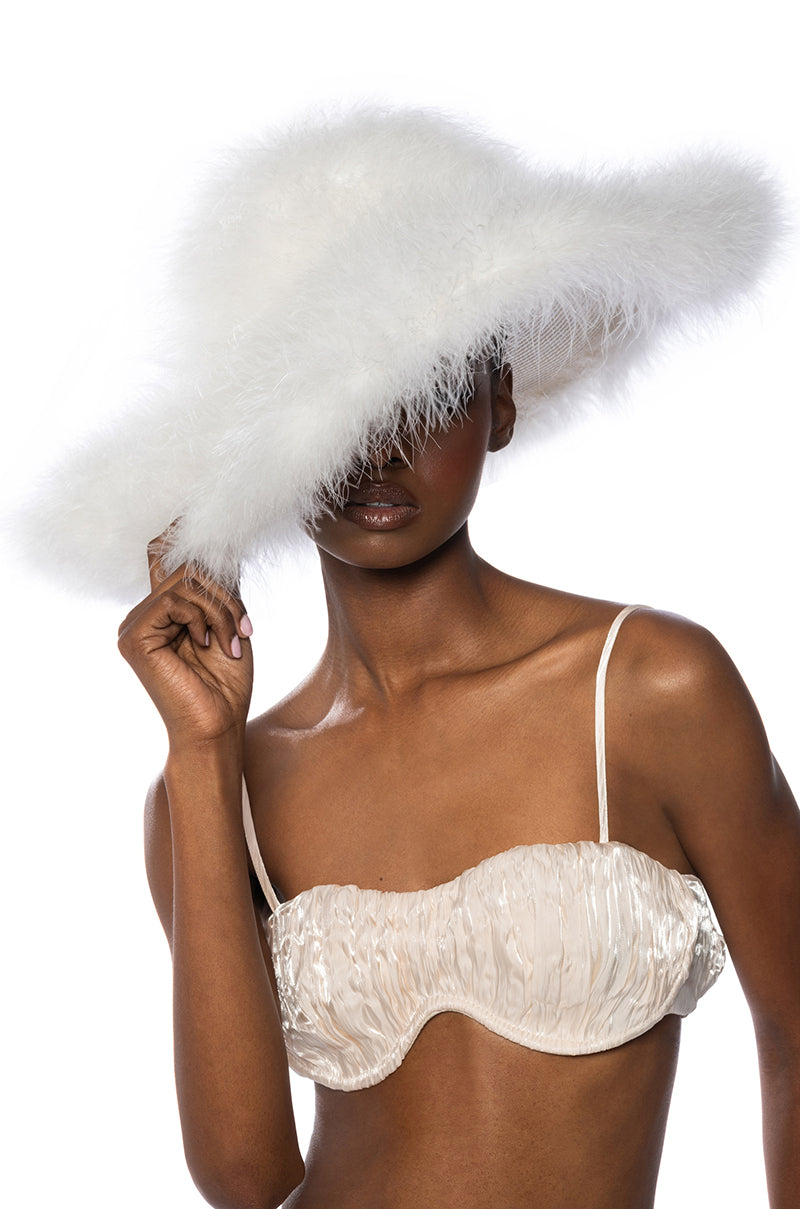MAKE IT FAB QUINN OSTRICH BRIM HAT