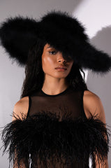 MAKE IT FAB QUINN OSTRICH BRIM HAT