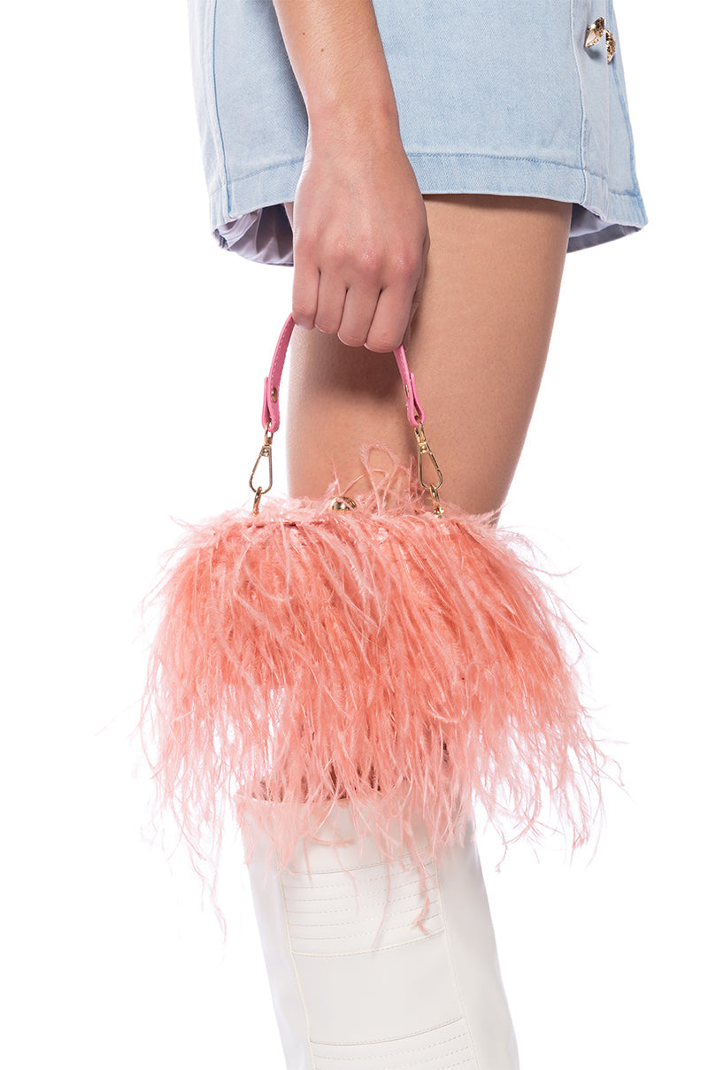 MIDNIGHT IN PARIS FEATHER CLUTCH