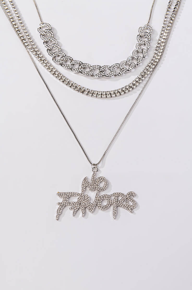 NO FAVORS RHINESTONE CHAINS NECKLACE SET