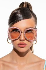 NO SHADE OVERSIZED RHINESTONE EYEWEAR