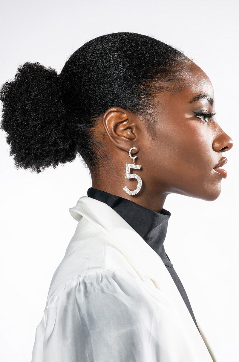 NUMBERS GAME RHINESTONE STATEMENT EARRINGS