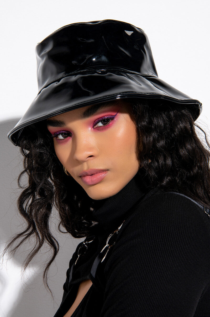 PATENT AF OVERSIZED BLACK BUCKET HAT