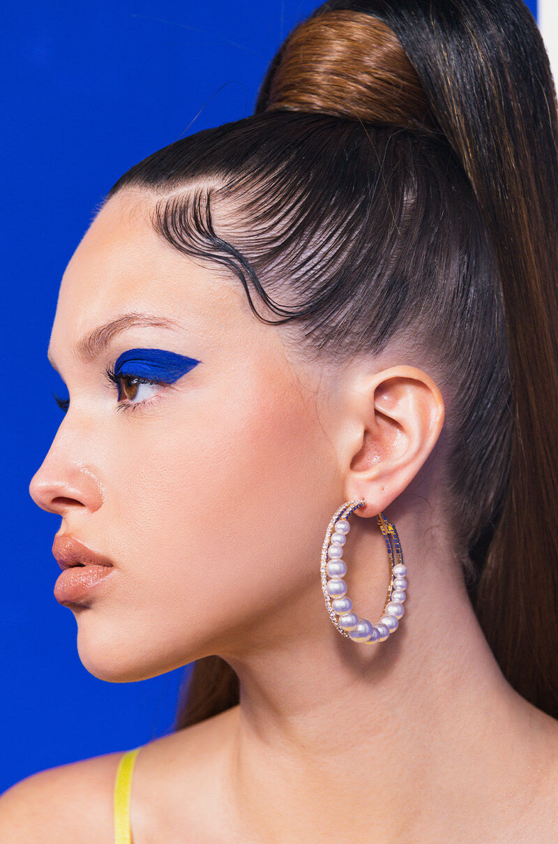 PEARLS AND RHINESTONES FOR ME HOOP EARRINGS