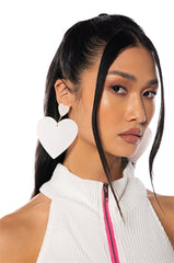 PEARLY WHITES OVERSIZED HEART EARRINGS