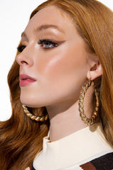 QUEEN ON GOLD STATEMENT HOOP EARRINGS