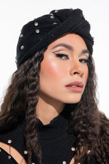 RHINESTONE KNOTTED KNIT HAT