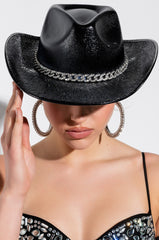RIDE MY PONY PAVE CHAIN BLACK COWBOY HAT