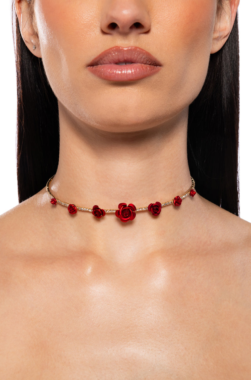 ROYAL ROSE CHOKER IN RED
