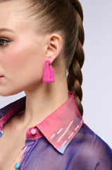 WARM AND FUZZY HOOP EARRING IN PINK