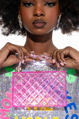 WE SEE EACHOTHER LIGHT PINK CLUTCH BAG